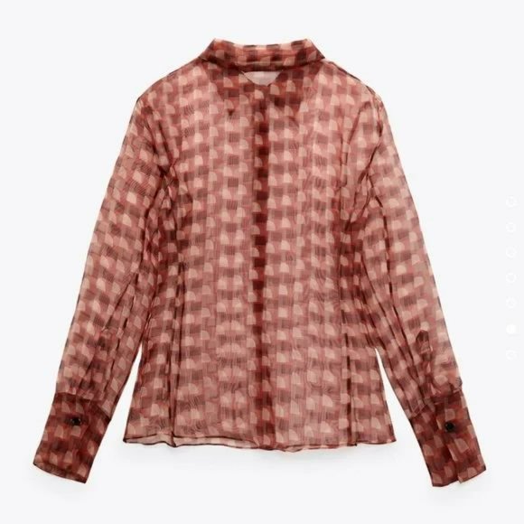 ZARA 2 PIECE SET GEOMETRIC PRINT ORGANZA MINK TOP AND TULLE SKIRT - Picture 3 of 10